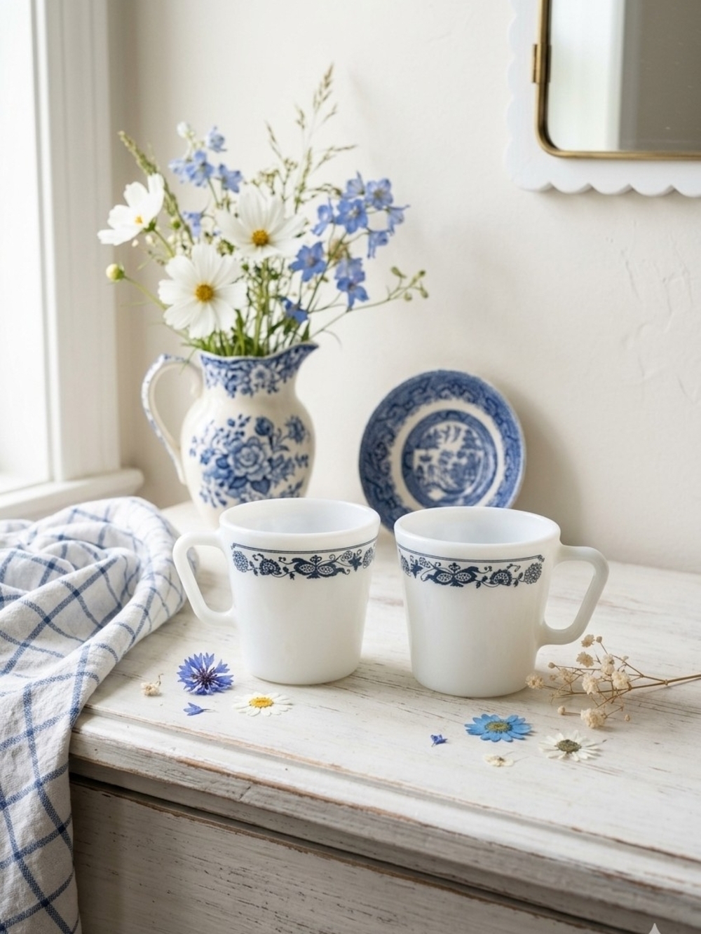 ✨ Vintage Pyrex Old Town Blue Coffee Mugs (Set of 2) ✨